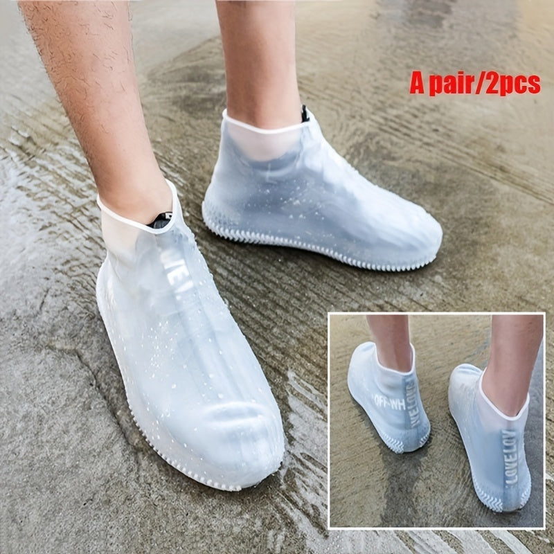 2pcs Silicone Waterproof Rain Boot Covers Non-slip Dust Shoe Protectors