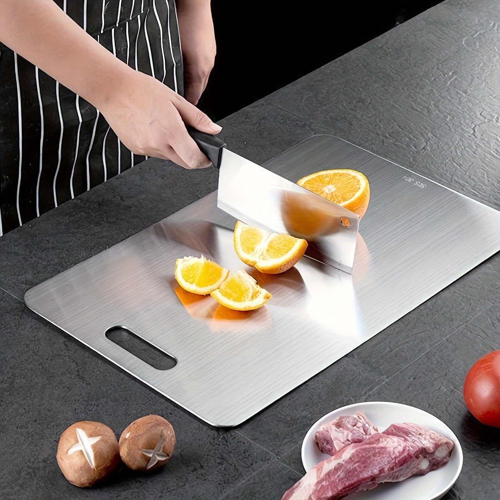 Stainless Steel Chopping Block with Handle Kitchen Food-Safe Cutting Surface