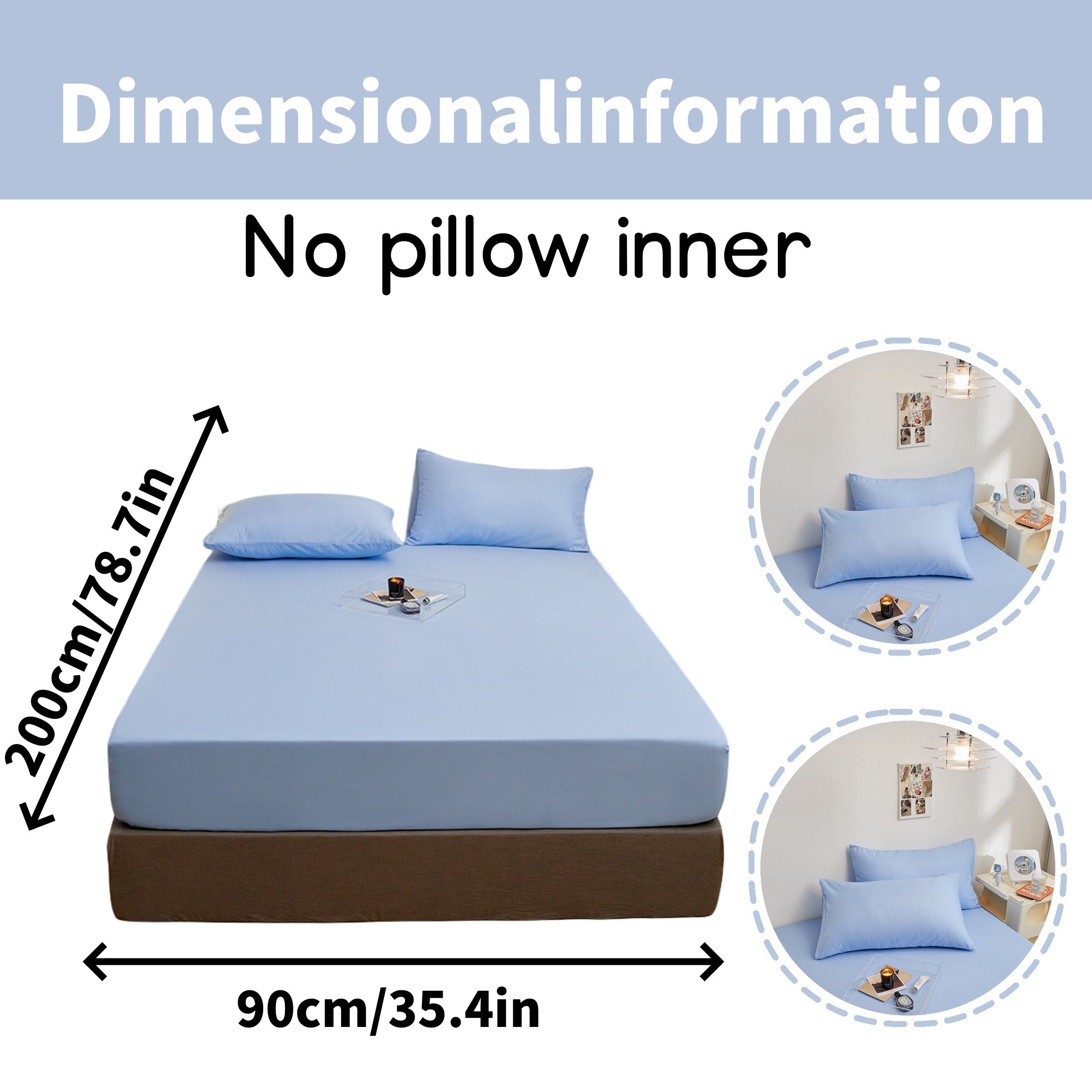 Juego de sábanas ajustadas de poliéster cepillado con 2 fundas de almohada, con bolsillo profundo, ropa de cama