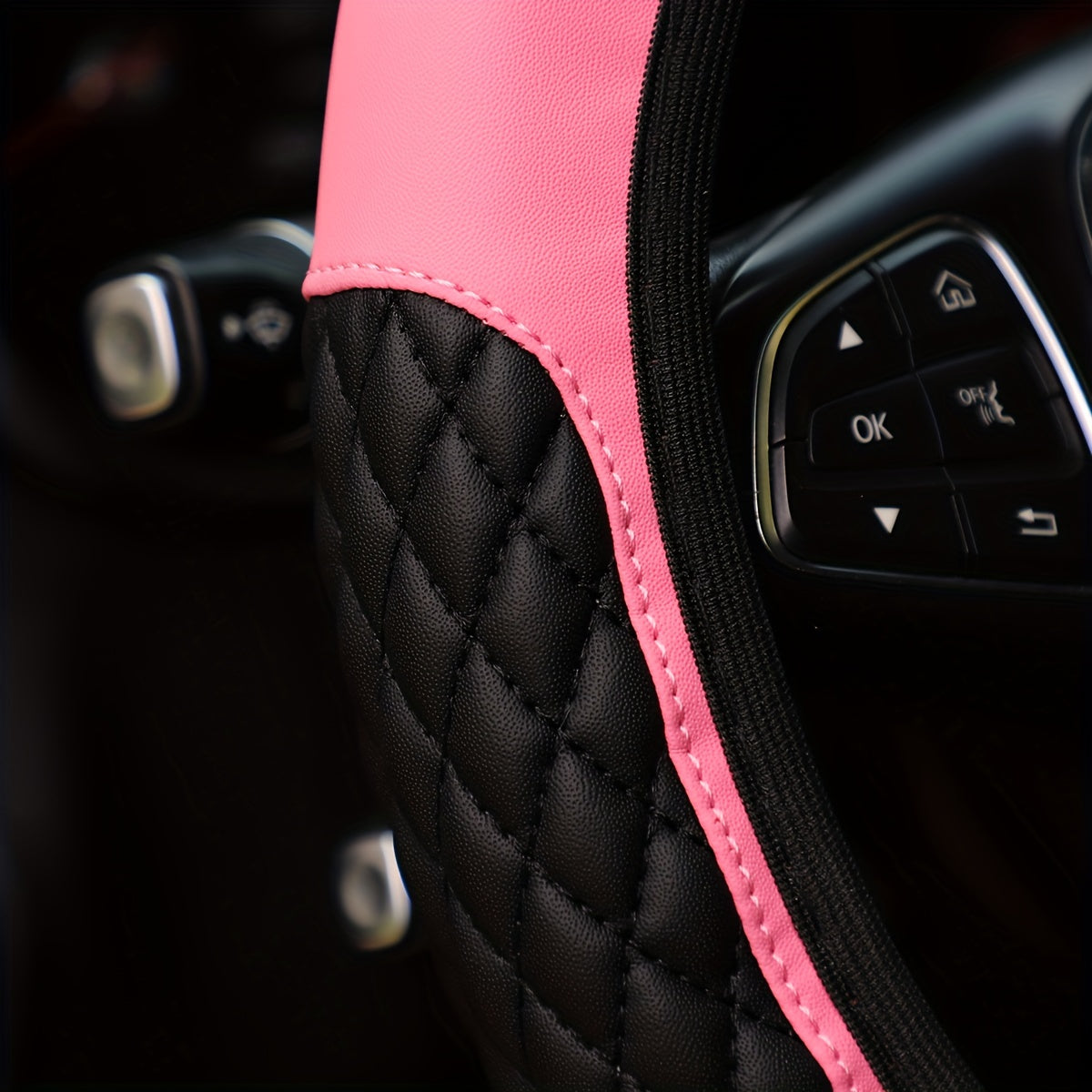 Rangli rhinestone bilan bezatilgan rul qopqog'i, yopishqoqsiz charm, 36.83-38.1 sm ga mos keladi