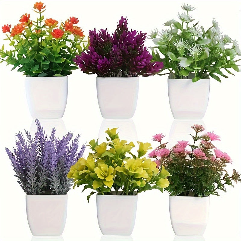 Set de 6 macetas de flores artificiales para decoración del hogar y oficina