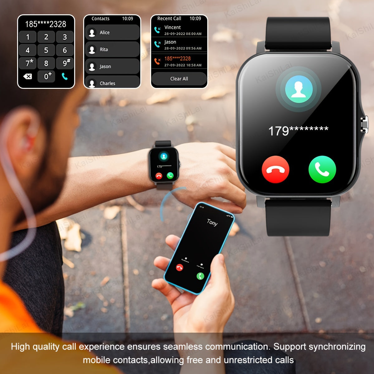 Full Screen Touch Smartwatch for Men and Women with Call Answering Sports Modes and Music Control