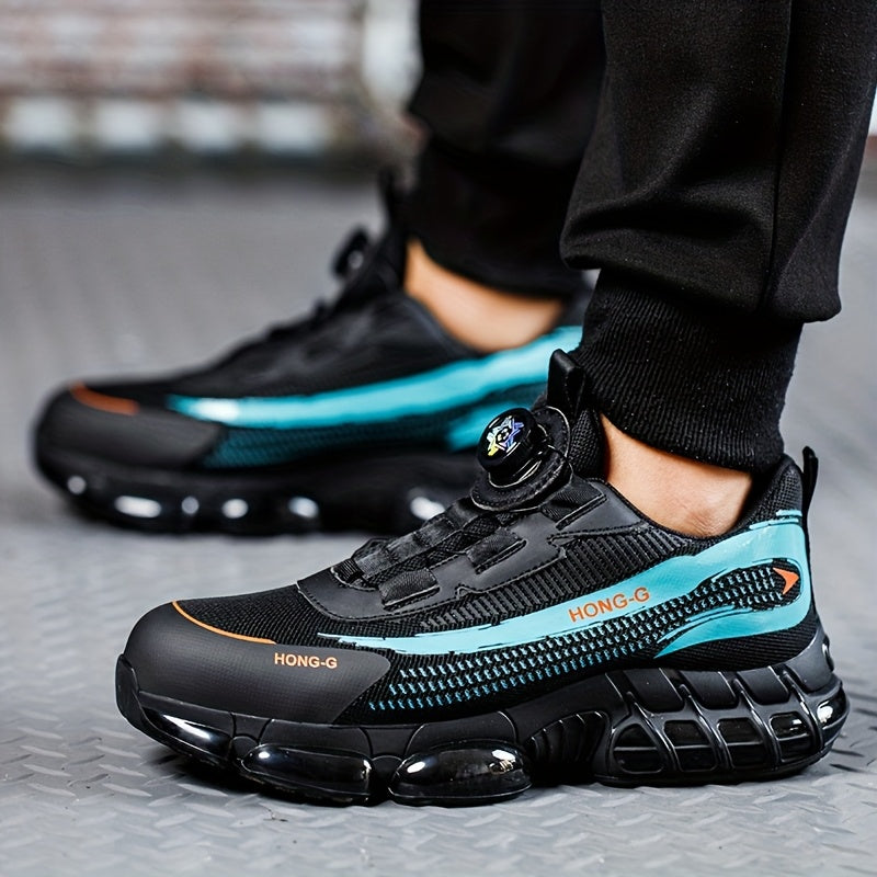 Women's Breathable Mesh Safety Sneakers Steel Toe Anti-Smash Stab Black Turquoise