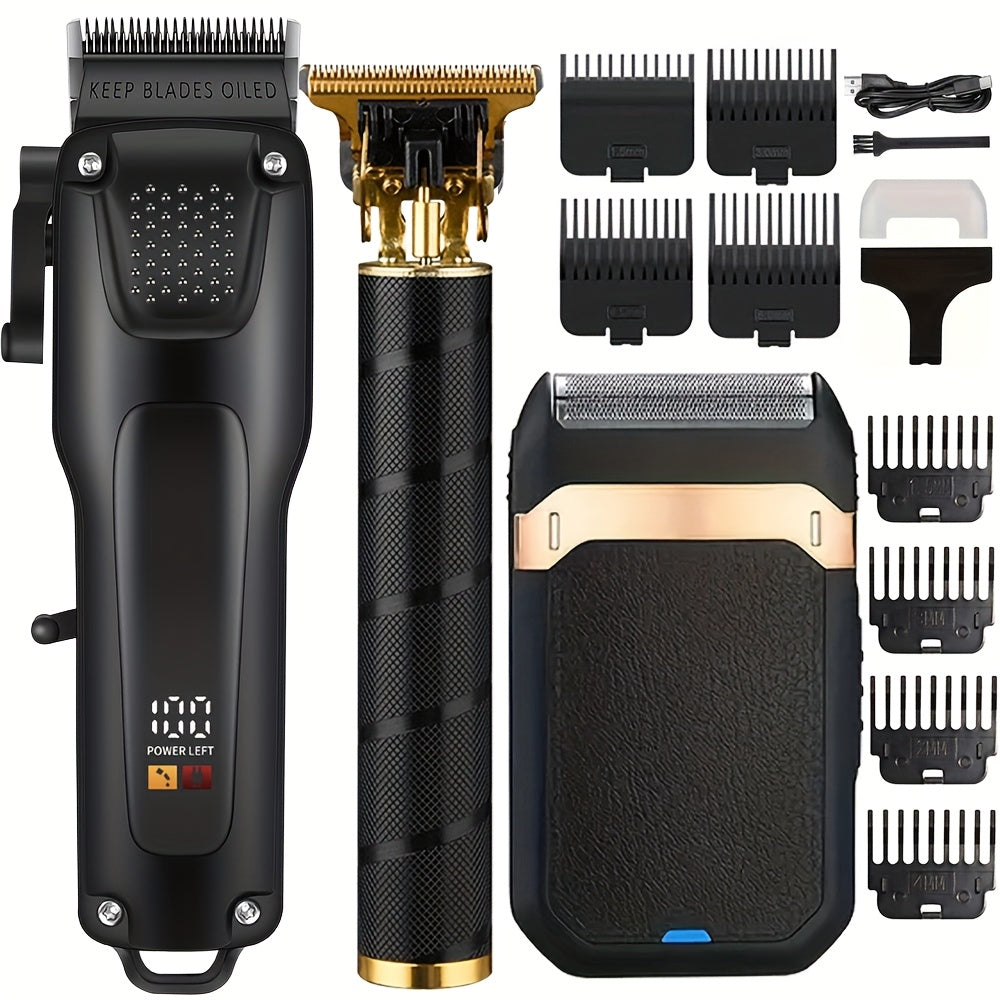 Haircutting Kit with Electric Trimmer Beard Trimmer Shaver Rechargeable Accessories