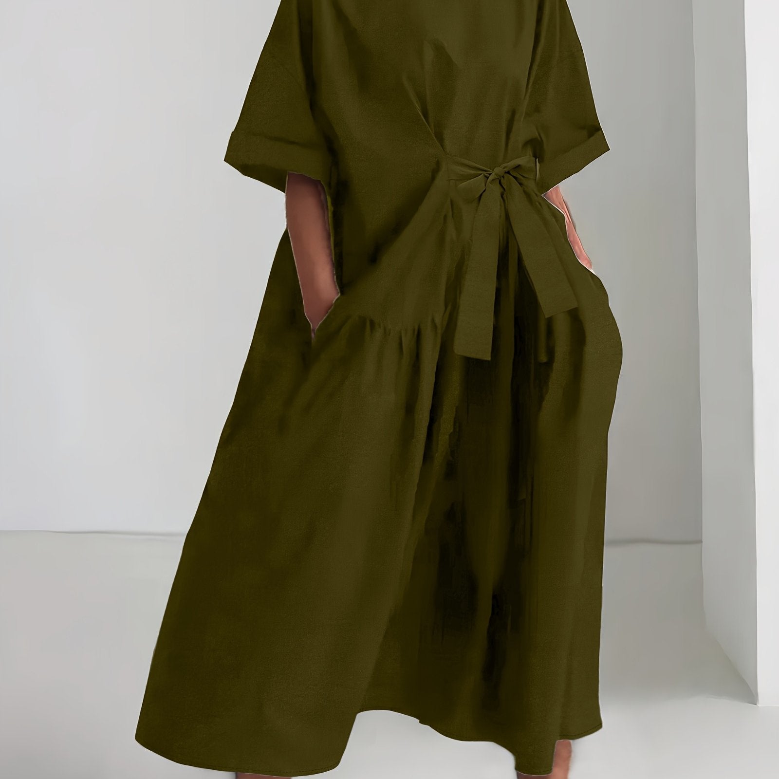 Women's Sleeveless Navy Blue Tunic Dress for Casual Spring and Fall Non-Stretch Polyester