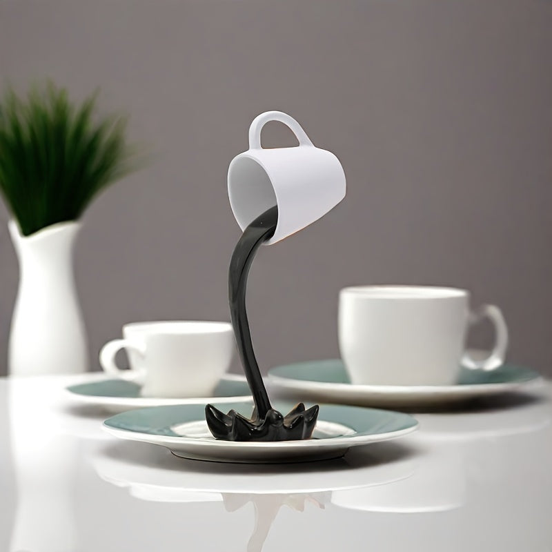 Decorative Resin Coffee Cup with Water Overflow Effect for Room and Office Decor