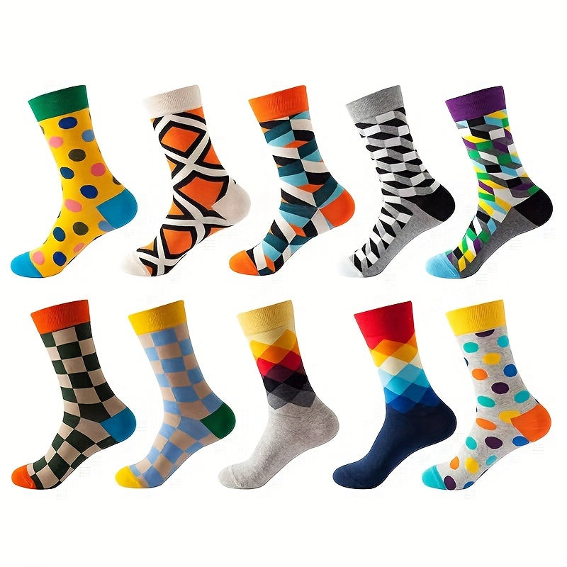 Мужские носки-кастомы 10 пар с мультяшным аниме узором, дышащий хлопковый микс, повседневные, для всех сезонов