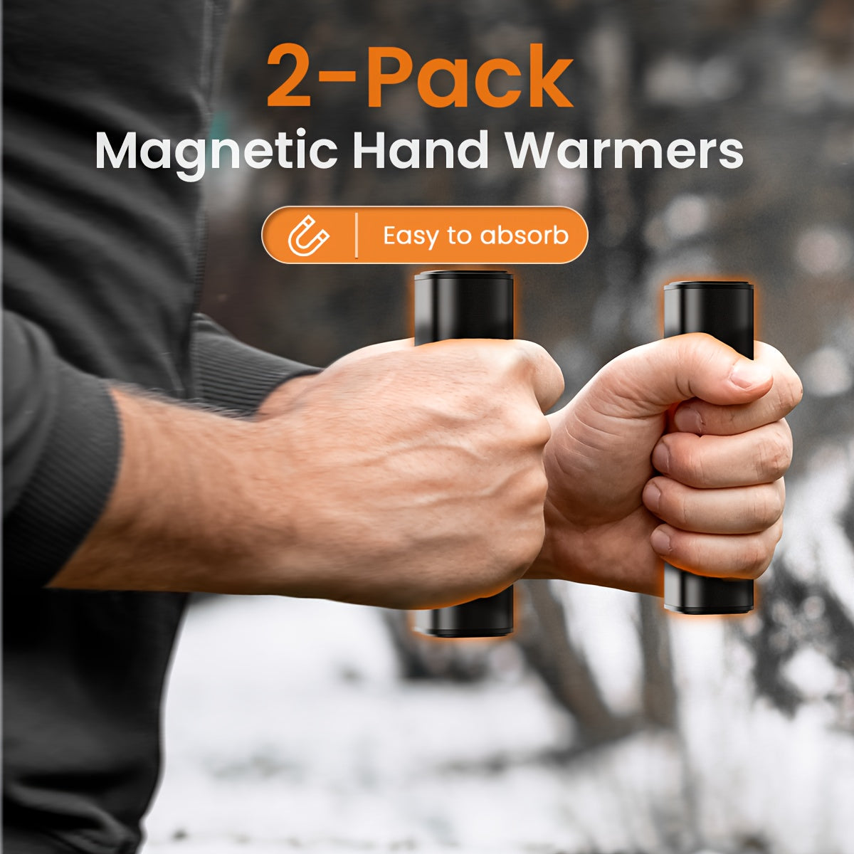 2 Packs Rechargeable Hand Warmers Quick Heat USB Portable for Outdoors