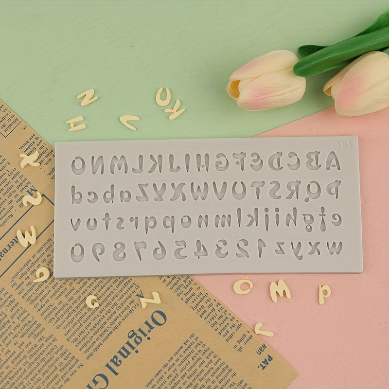 Alphanumeric Silicone Chocolate Mold with Cartoon English Alphabet and Numbers for Candy and Baking