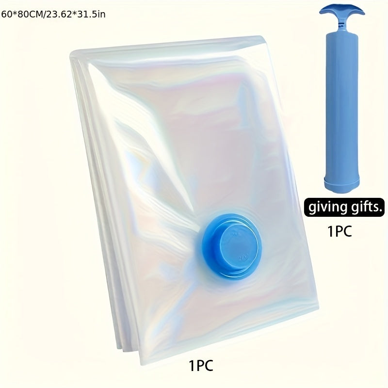 Vacuum Storage Bags Set with Manual Pump Multiple Sizes Plastic Rectangle Secure Seal