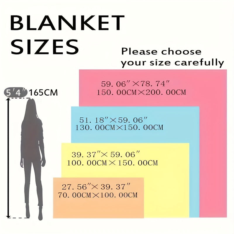 Flannel Floral Blanket with German Letter Print for Gifting and Multi-Purpose Use