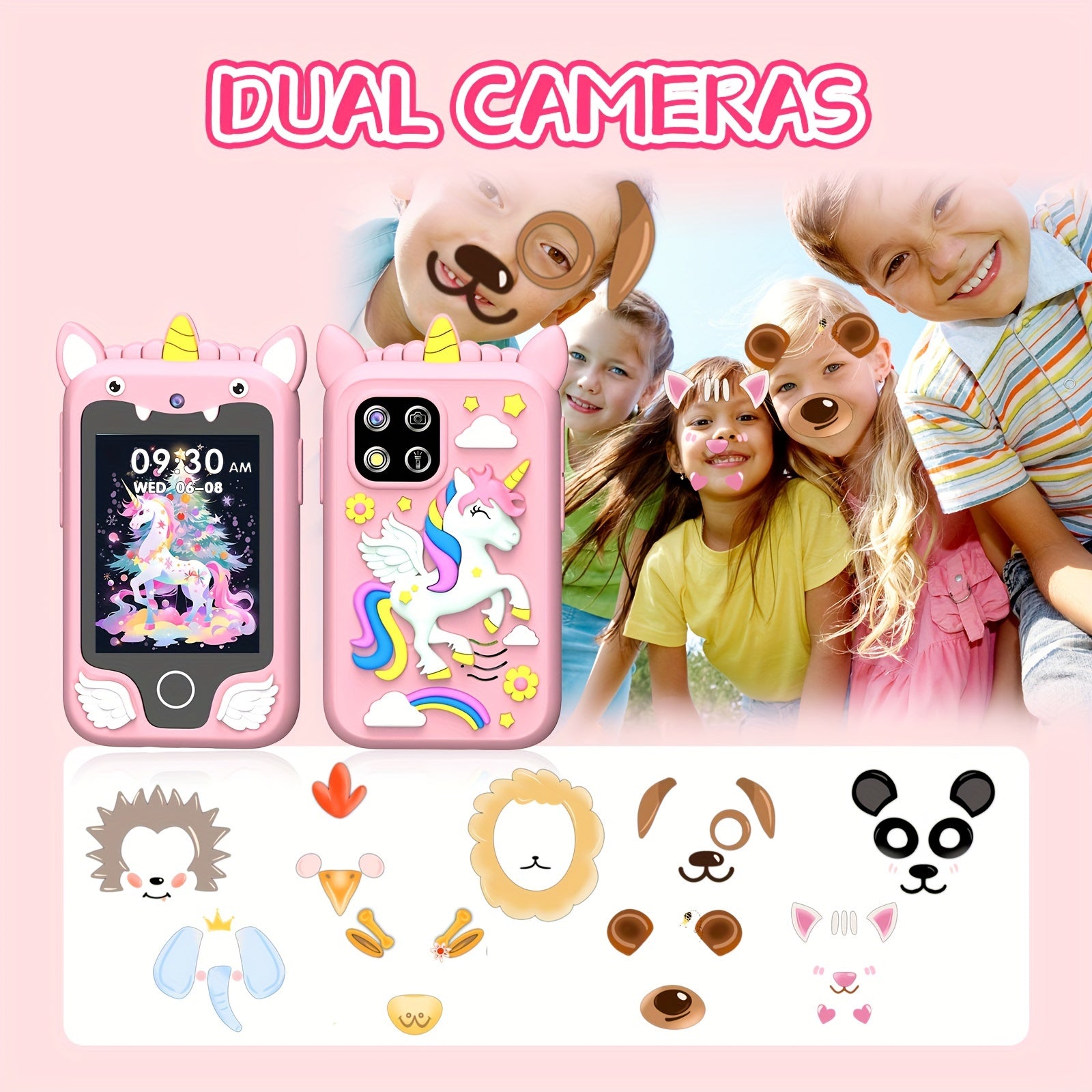 Educational Smart Toy Phone for Kids 3+ and 6+ with 8GB Memory Camera Music Video Recording