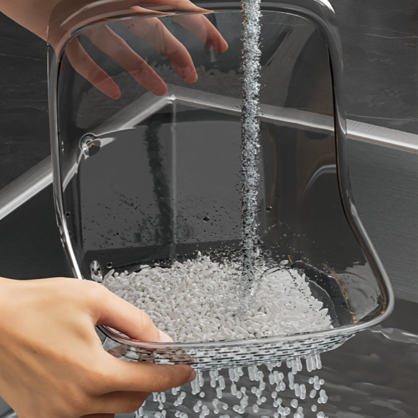 Black Plastic Colander Kitchen Strainer Basket Fruit Drainer Household Tool