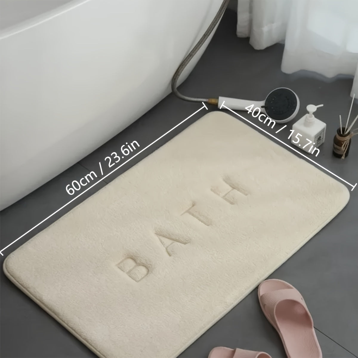 Densely Embroidered Bathroom Mat Non-Slip Polyester Doorway Rug