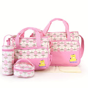 Set of Five Diaper Bags for Moms Large Capacity Shoulder Crossbody Printed Bear