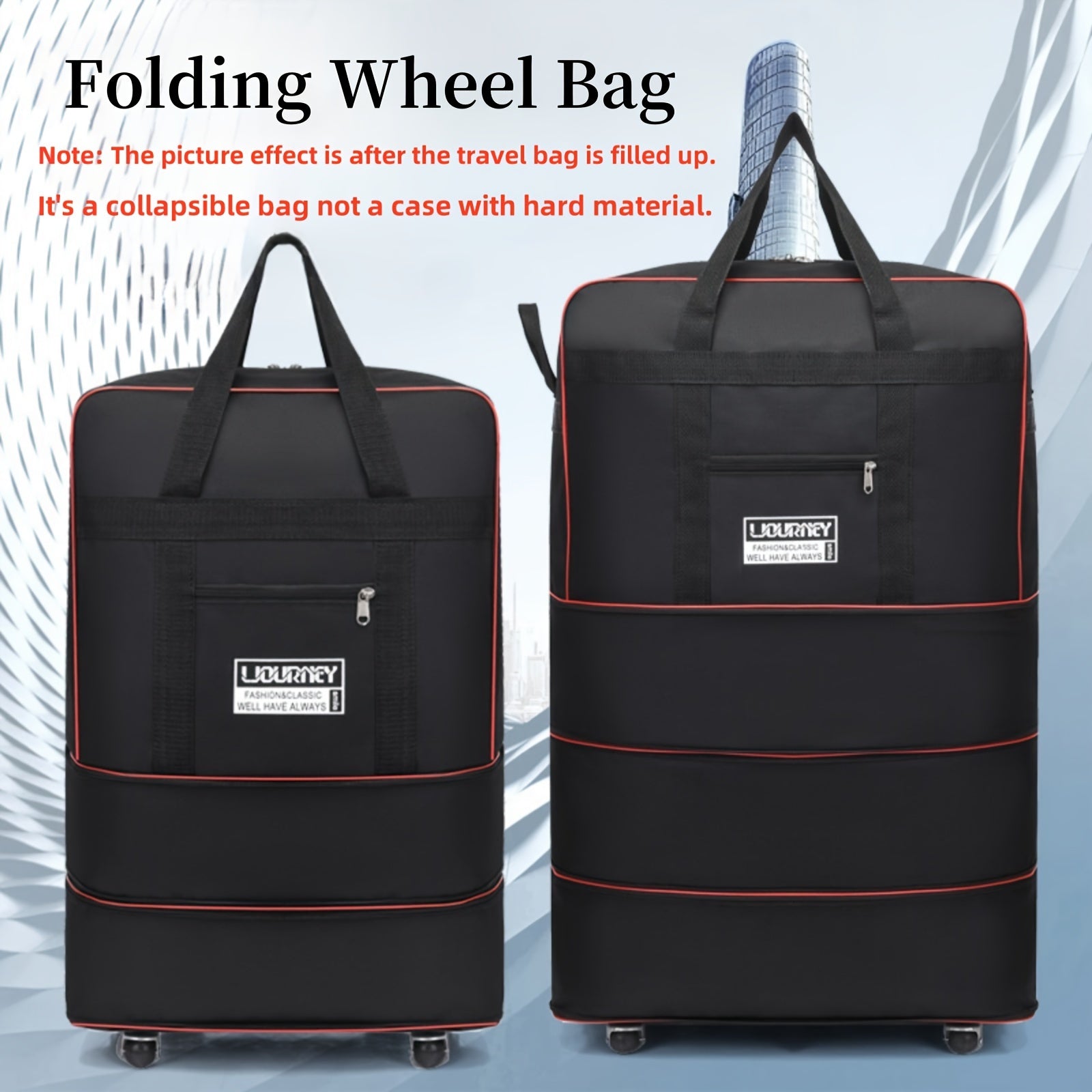 Large Capacity Expandable Wheeled Travel Bag with Anti-Static Spinner Wheels and Oxford Cloth