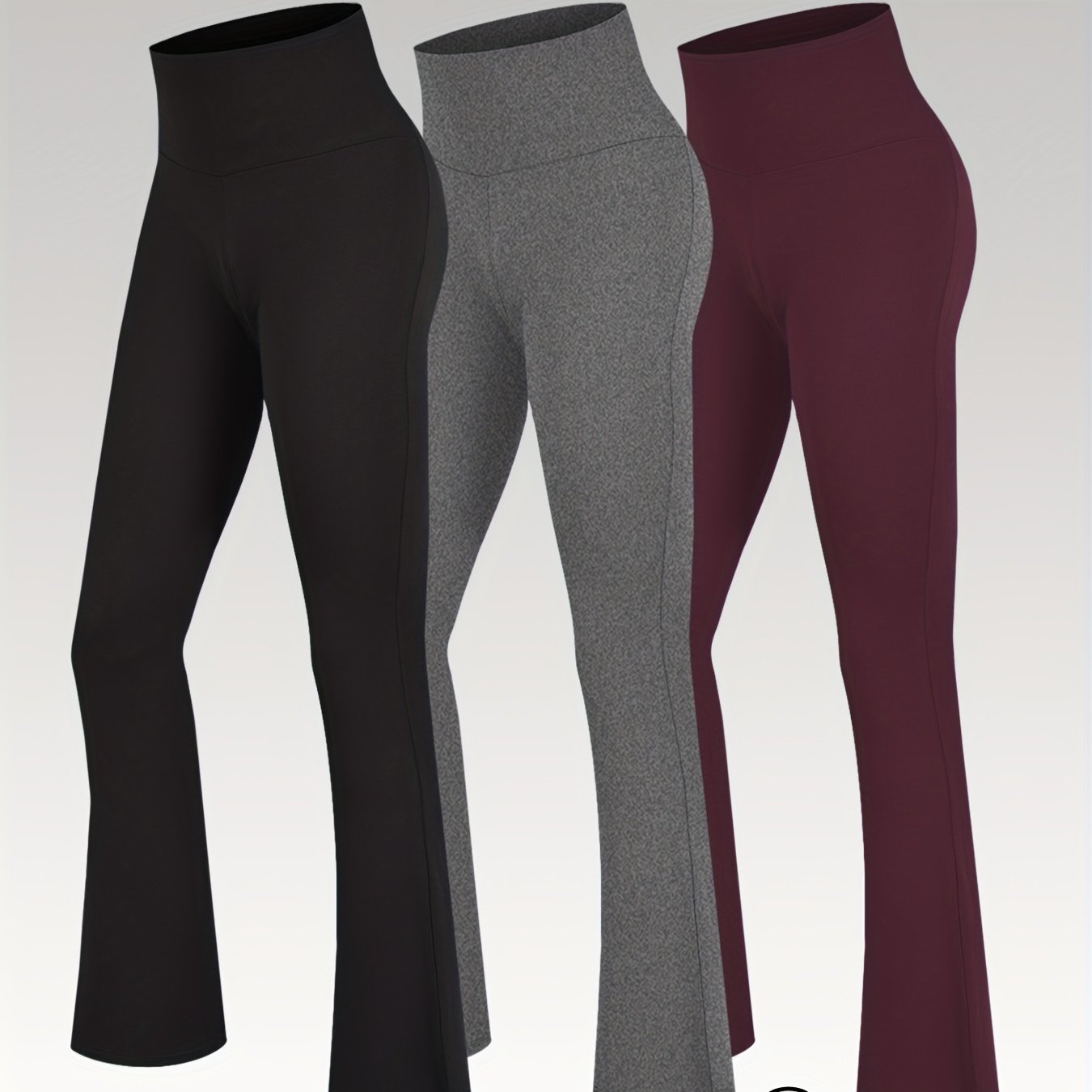 Pantalones de yoga de talla grande para mujer de color sólido con cinturilla ancha y pierna acampanada ropa deportiva