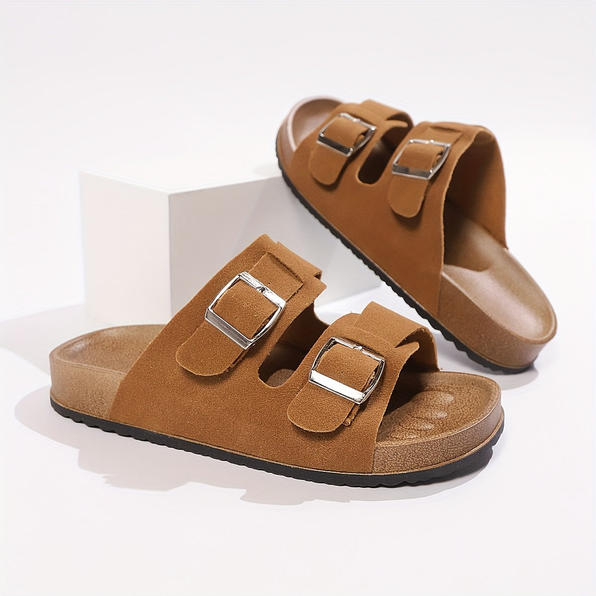 Women's Yellow Sandals with Buckle Straps Mid-Heel Open Toe Summer Footwear