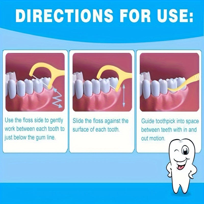 Box Of 50 Fruit-Flavored Floss Picks Mint Toothstring Disposable Floss