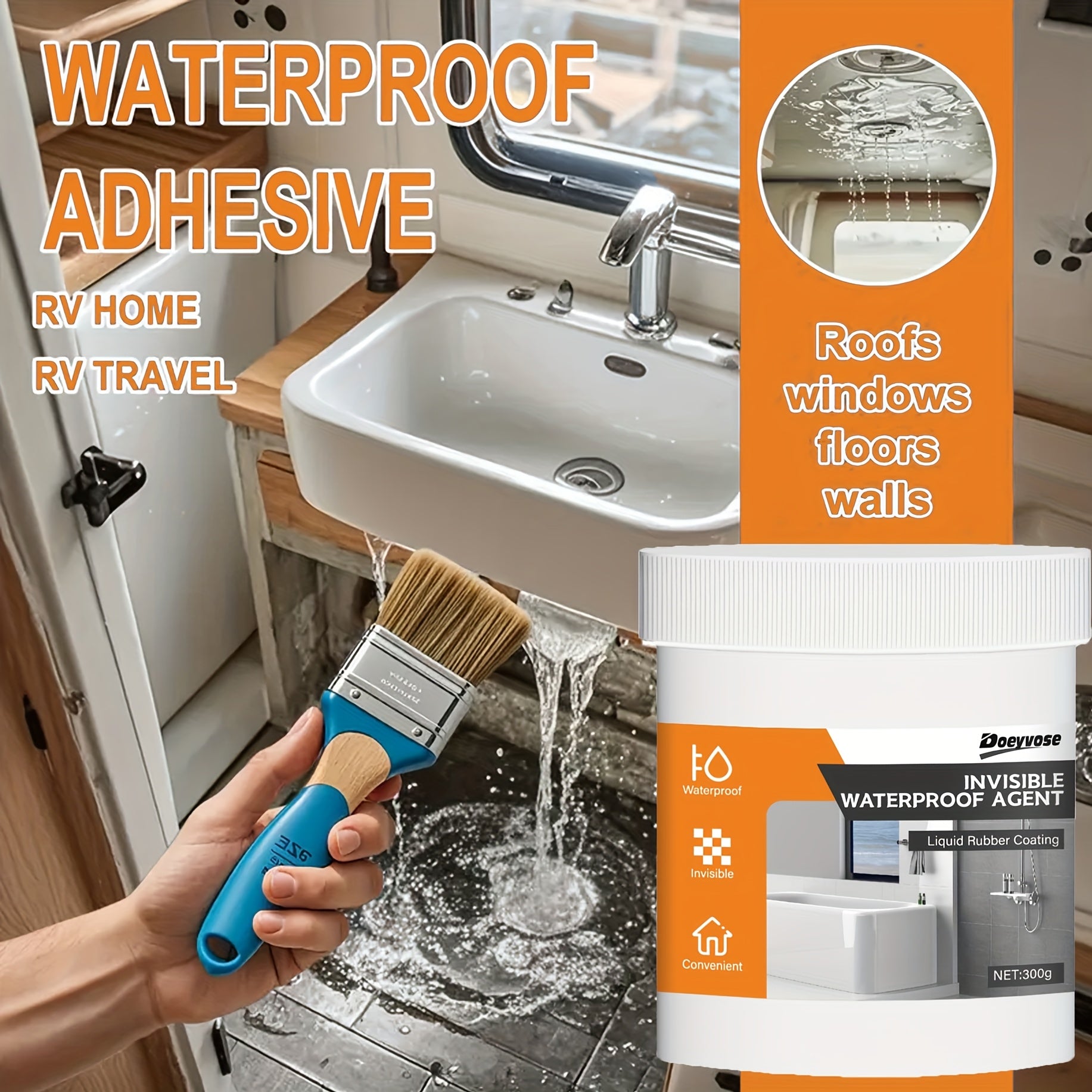 Transparent RV Roof Sealant Waterproof Wall Bathroom Repair Easy Application