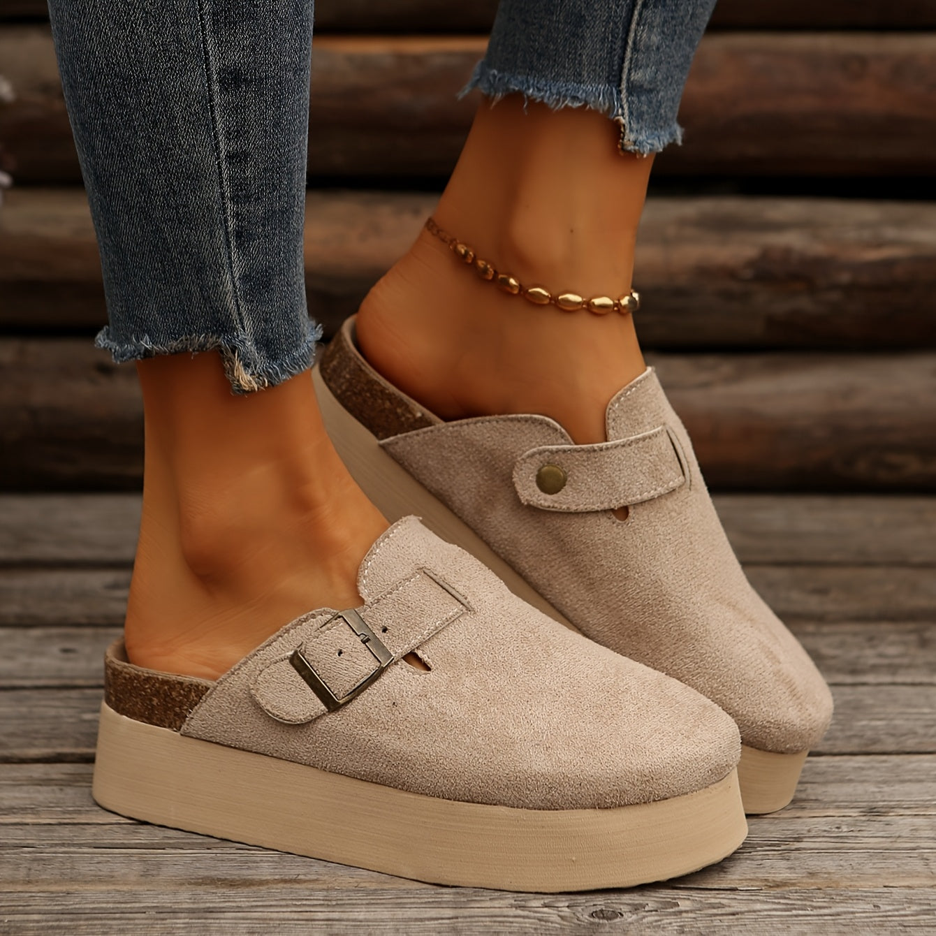 Женские повседневные мюли с толстой подошвой в черном цвете, стильная обувь для комфорта