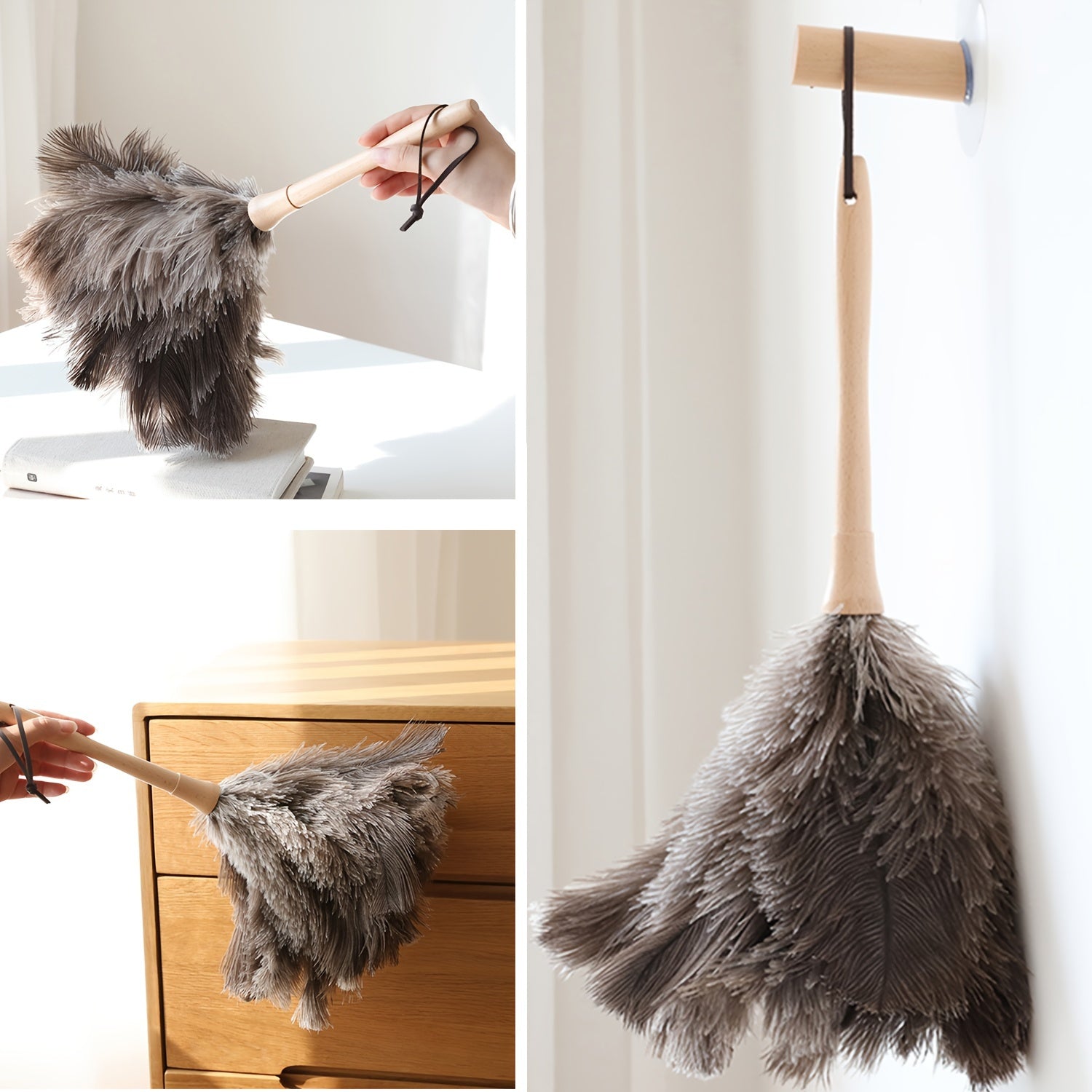 Tabiiy jun tozalovchi, 40.64 sm qalin boshli va yog'och tutqichi bilan uylar, ofislar va avtomobillarni tozalash uchun. Mukammal tozalash vositasi.