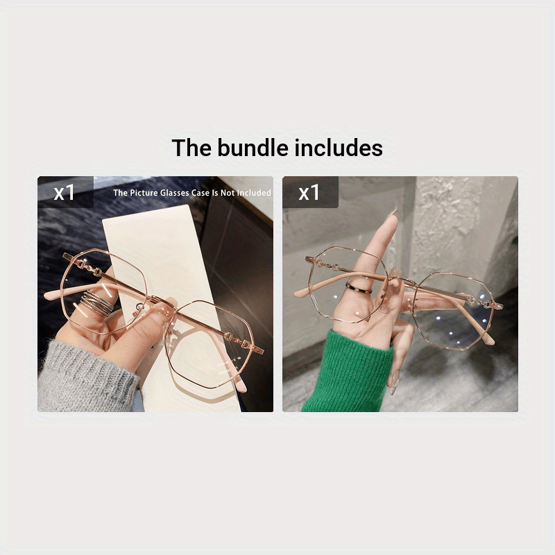 Gafas de bloqueo de luz azul para mujer con montura polygonal dorada para uso en ordenador y al aire libre