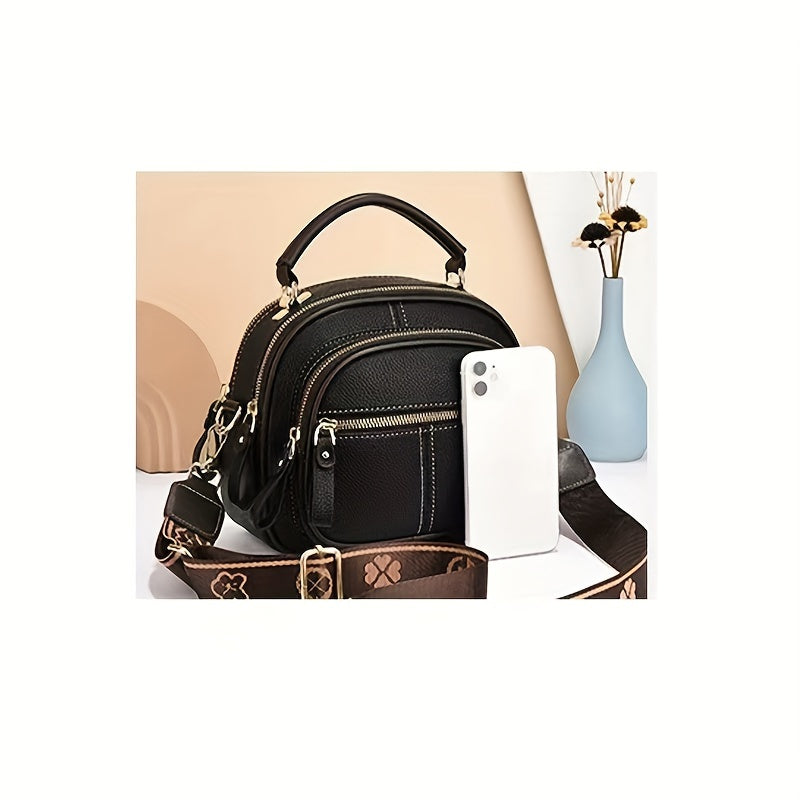 Urban Messenger Bag with Removable Strap Large Capacity PU Solid Color Casual