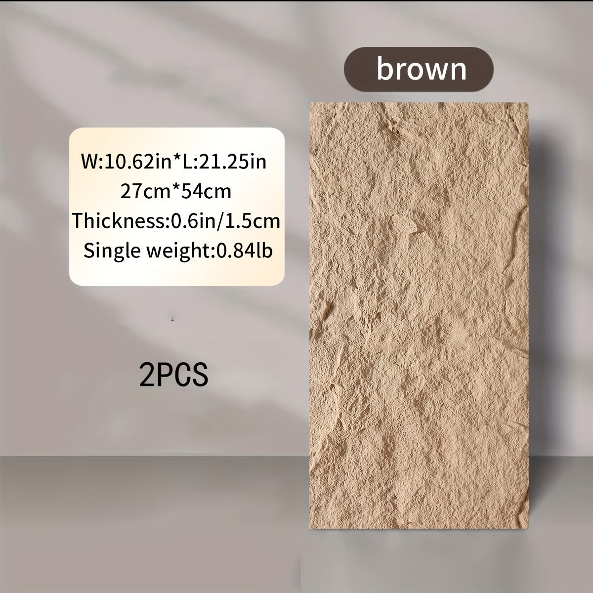 Contemporary Reusable PU Stone Wall Decal 26.97cm x 53.98cm Multi-Surface