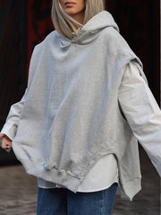 Sudadera sin mangas de talla grande para mujer con dobladillo con abertura para primavera y otoño casual