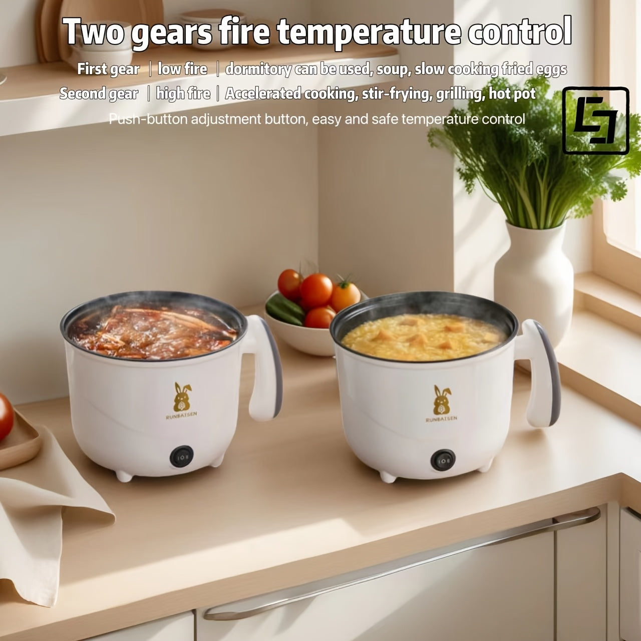 Single-layer electric cooking pot 1.8L versatile for dorms small kitchens