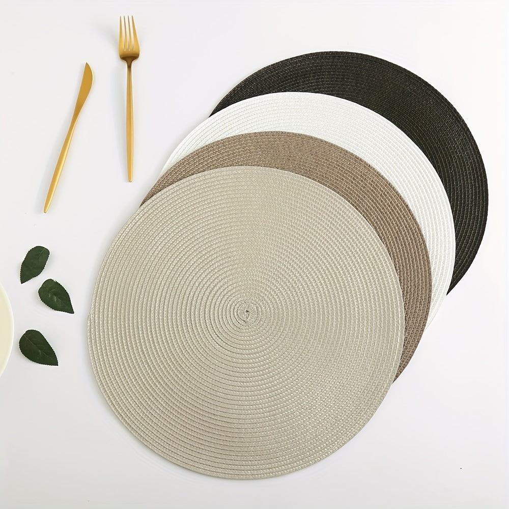 Set of 4/6 Woven Round Placemats Insulation Pads for Dining Table Easy to Clean
