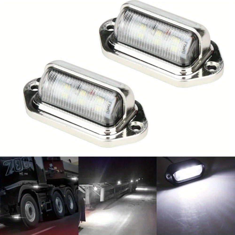 2PCS Xenon White LED License Plate Lights 12V-24V DC 6-SMD for Truck SUV Van