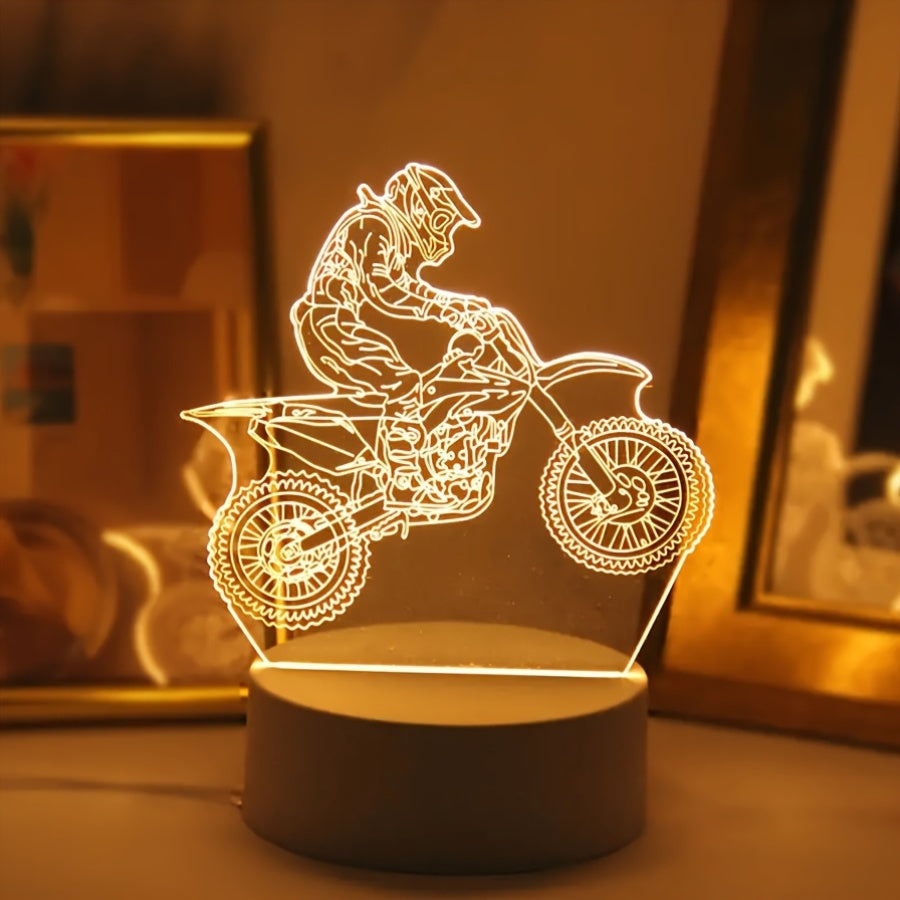 Sports Themed LED Night Light for Motocross Enthusiasts with USB Power