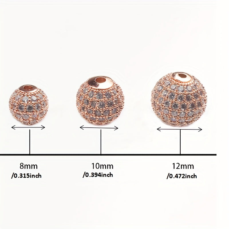 Set of 3 Cubic Zirconia Ball Charms 6/8/10mm for Bracelet Making