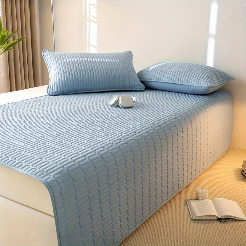 Ultra-ingichka matras qoplamasi, suv o'tkazmaydigan himoya bilan - zamonaviy bir rangli dizayn, yotoqxona va yotoq xonasi uchun ideal, bir kishilikdan ikki kishilik yotoqlarga mos, qo'l bilan yuvish tavsiya etiladi - yostiq qopqog'i alohida sotiladi