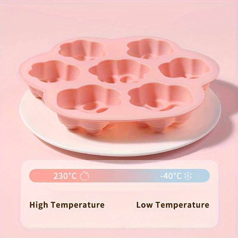 Pink Silicone Paw Print Treat Mold 7 Cavities Non-Stick Food-Grade Baking
