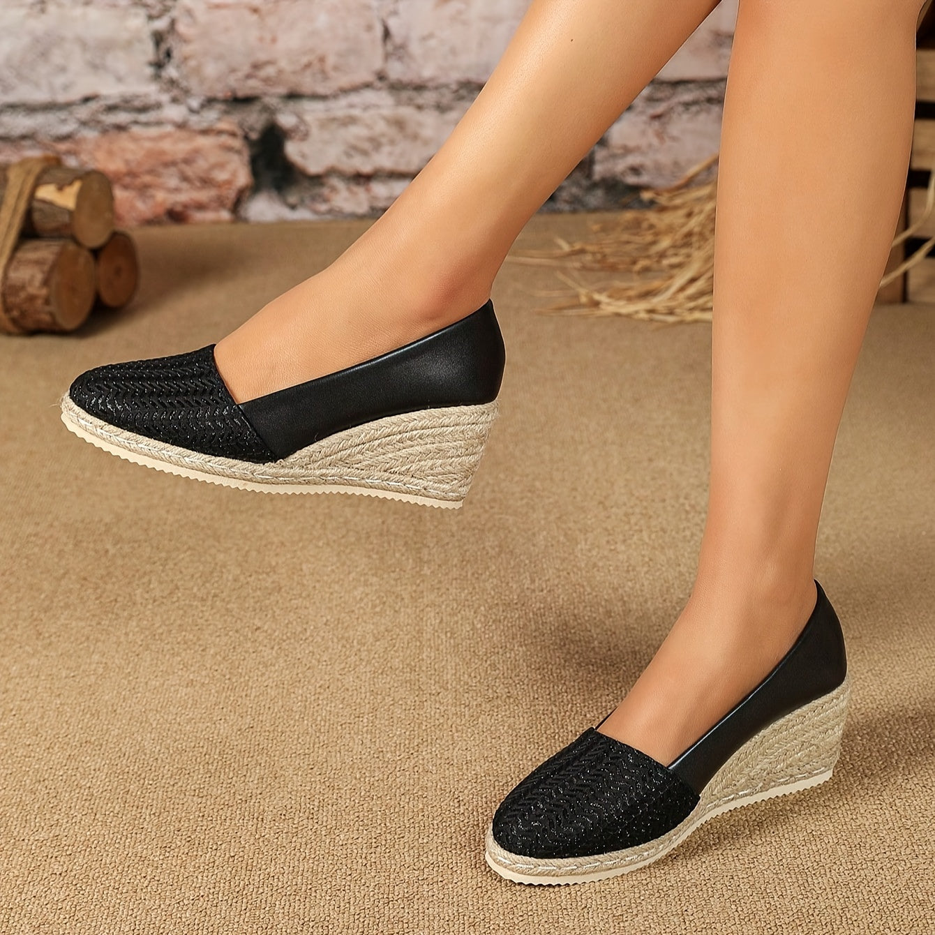 Women’s Casual Striped Wedge Heels with Spike Embellishments Synthetic Platform Shoes