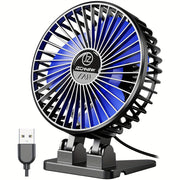 Mini USB Desk Fan Black Blue 3 Speed Portable Cooling for Home Office Travel