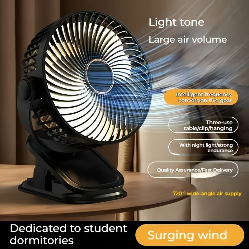JKUOO Ultra-Quiet USB Qayta to'ldiriladigan shamol bilan kuchli havo oqimi, 5 tezlik, 720° aylanish dizayni – Uy, ofis, sayohat va ochiq havoda foydalanish uchun portativ sovutish klipli shamol, oq, stolga o'rnatiladigan