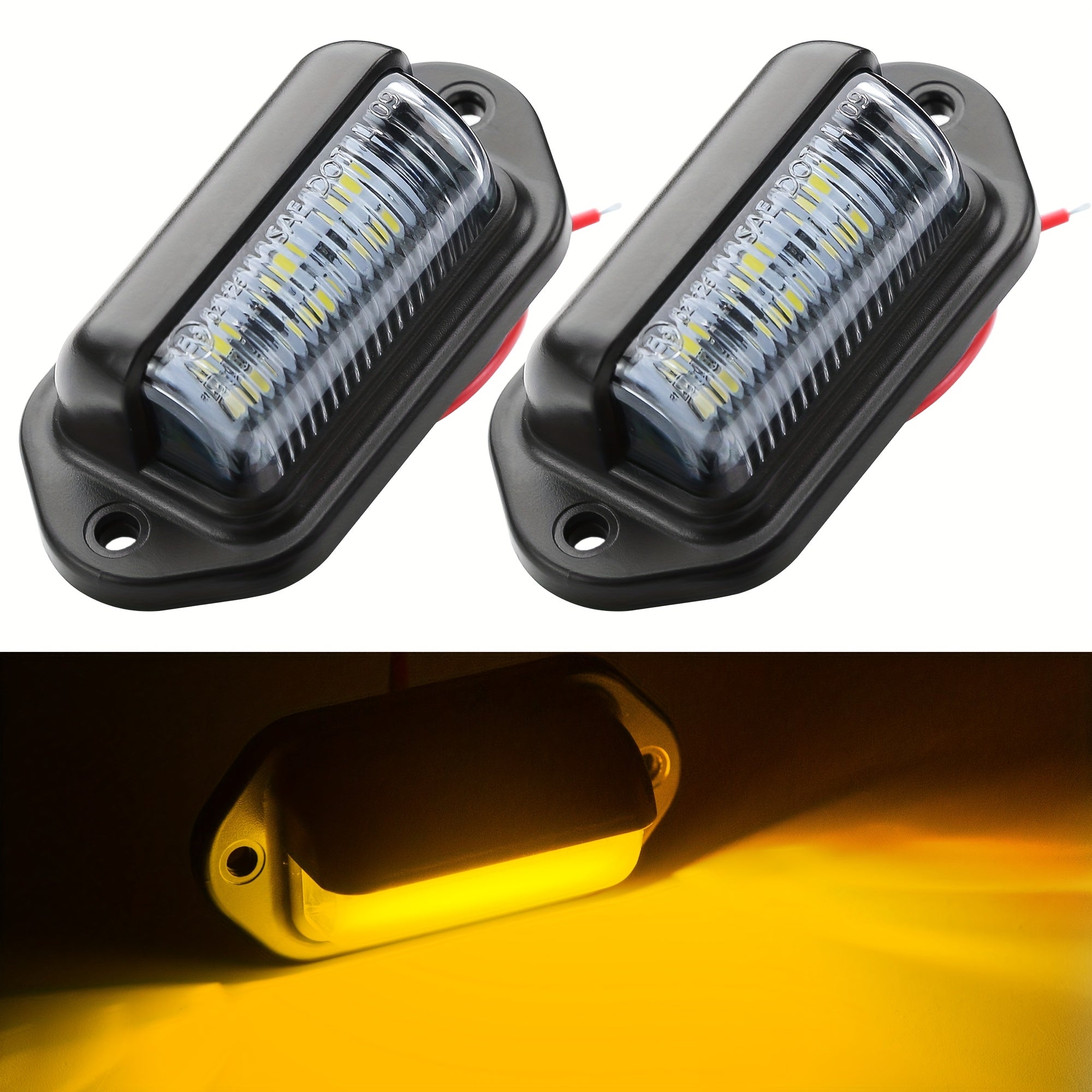 12V-24V Avtomobil raqam belgilari uchun chiroq 6LED 2-to'plam, avtomobillar, yuk mashinalari, avtoulovlar uchun