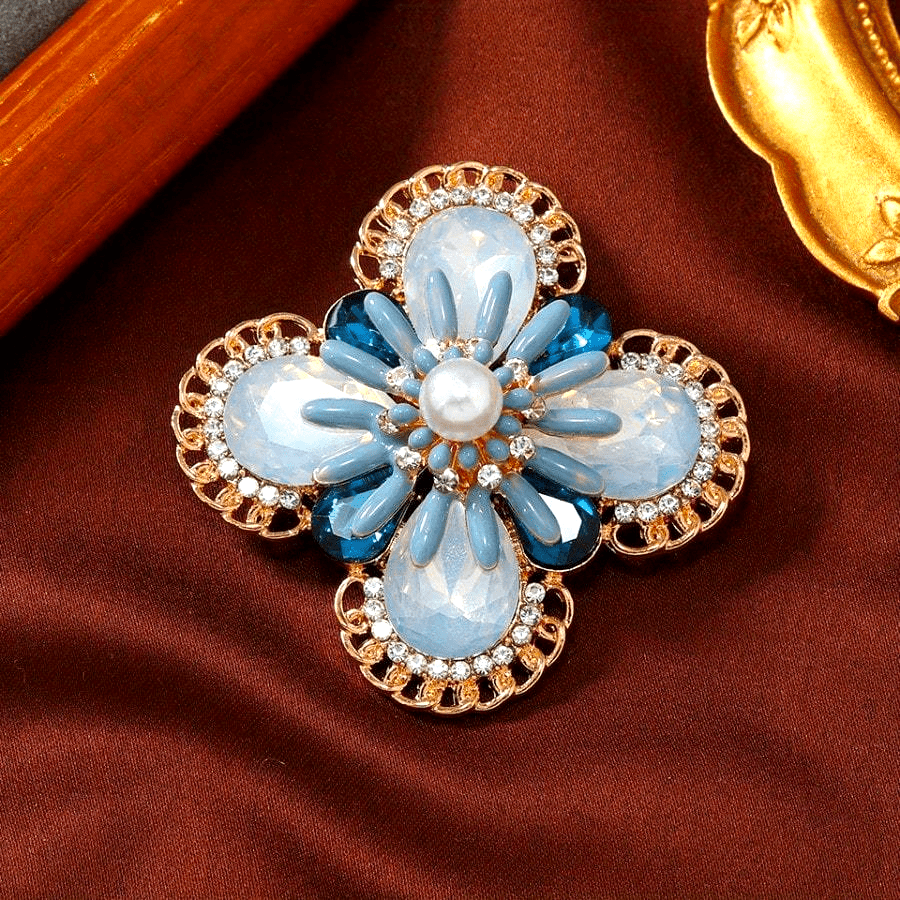 Retro-Inspired Flower Brooch with Faux Pearl Minimalist Jacket Pin for Women