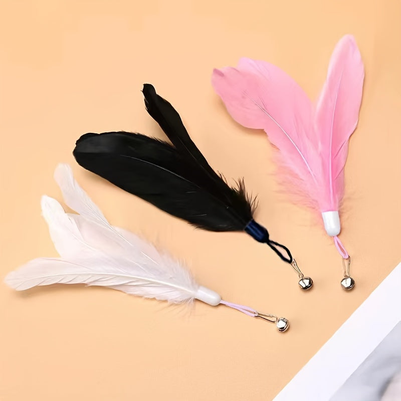 Feather Cat Teaser Stick Toy with Bell and Suction Cup for Interactive Play