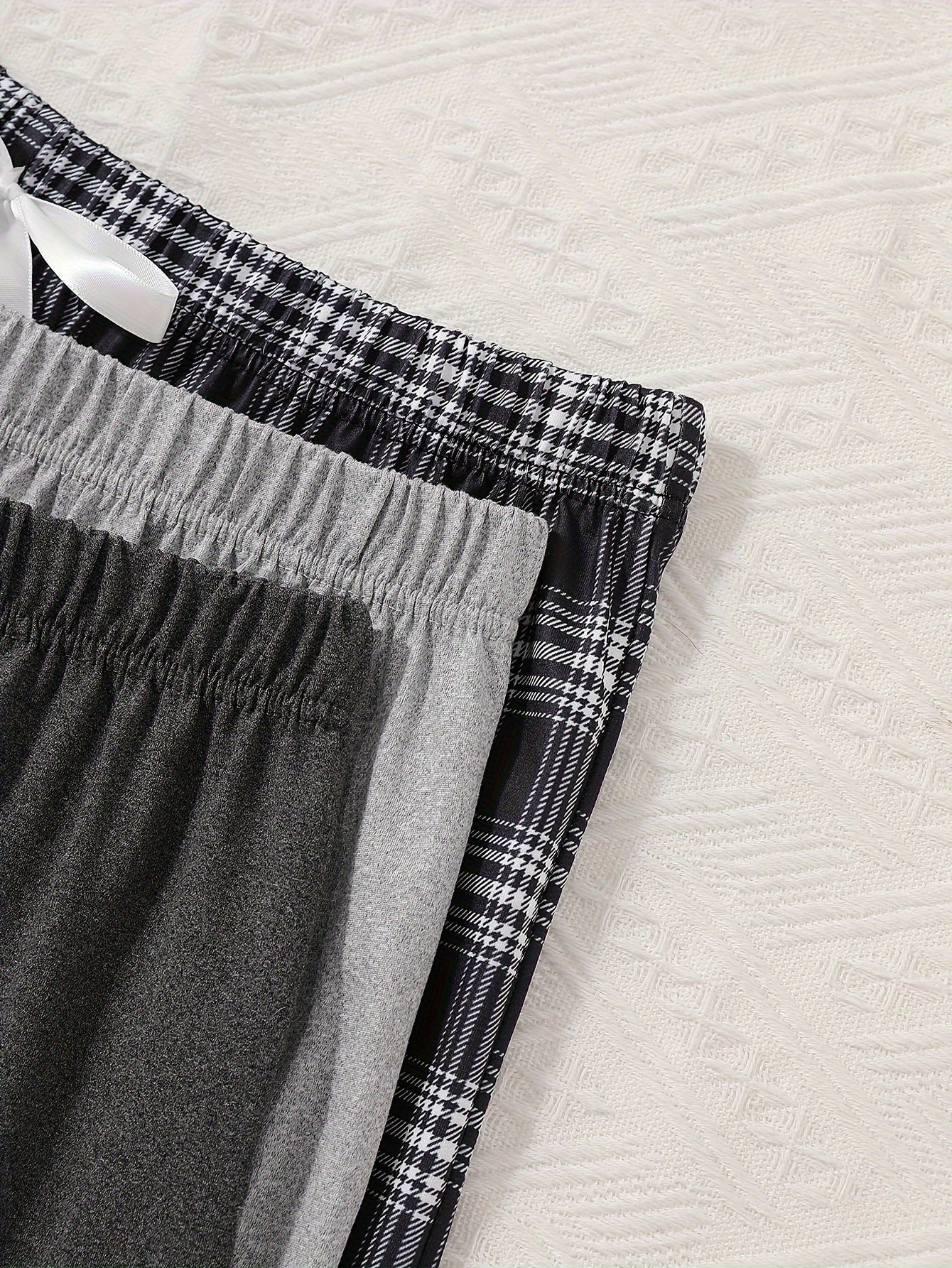 Women's Plus Size Lounge Sleep Shorts with Plaid and Letter Print