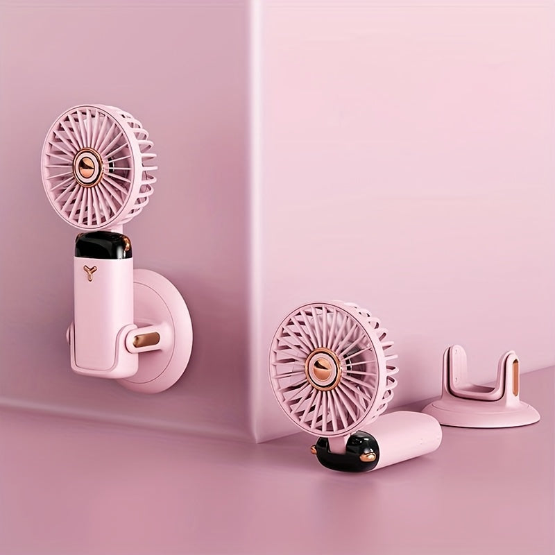 Portable Fan with LED Display 5 Speeds Foldable Dual USB Rechargeable Lithium Battery for Desk Office Bedroom Outdoor Travel Camping