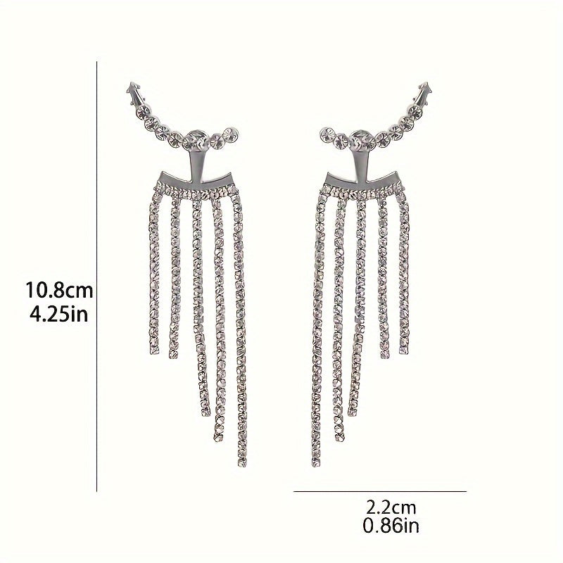 Женские серебряные серьги-кулоны из меди с кисточками и цирконием, украшения
