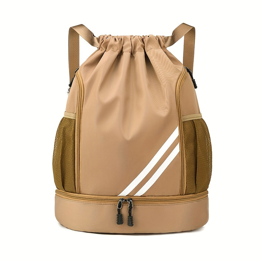 Waterproof Nylon Drawstring Gym Bag with Pockets for Sports and Travel in Multiple Colors