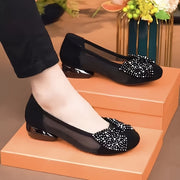 Women's Rhinestone Bow Slip-On Loafers Breathable Mesh Formal Comfortable