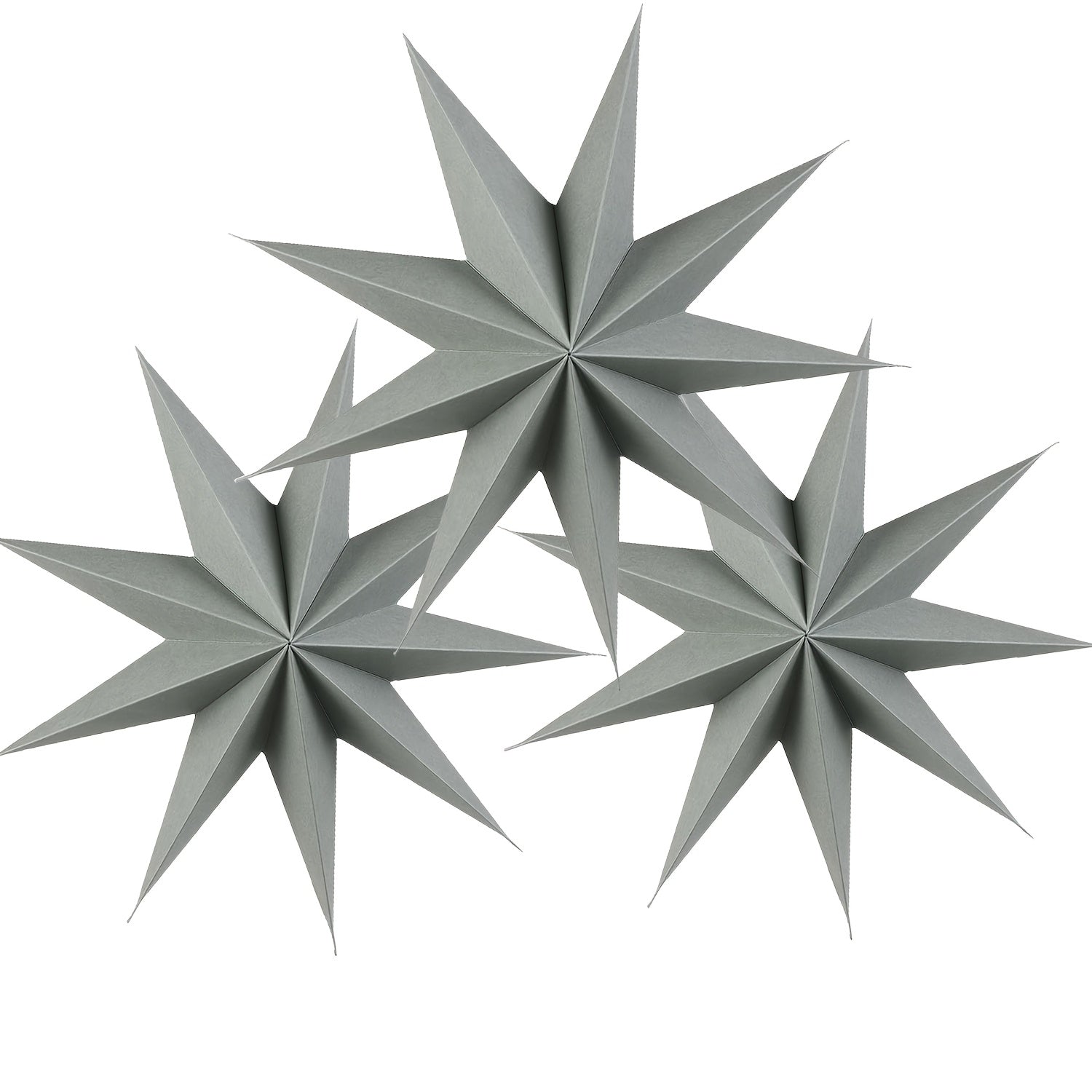 Set de 3 faroles de papel 3D en forma de estrella, decoraciones navideñas para interior, 30.48cm, negro, gris, blanco
