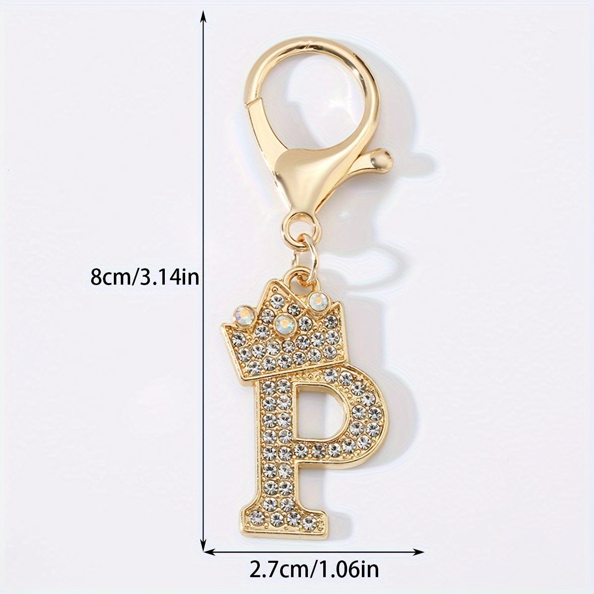 Men's Zinc Alloy Keychain with Artificial Diamond Crown and Letter Charms